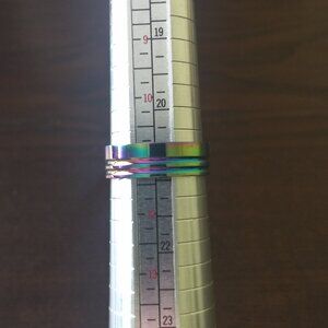 Stainless Steel Rainbow Ribbed Ring Size 11 Classic Modern Minimalist Colorful